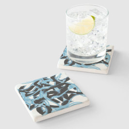 Porta-copo De Pedra Escórias ou fitas pretas e azuis destruídas