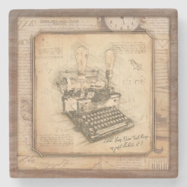 Porta-copo De Pedra Escrita Vintage. Presente de Autor/Escritor