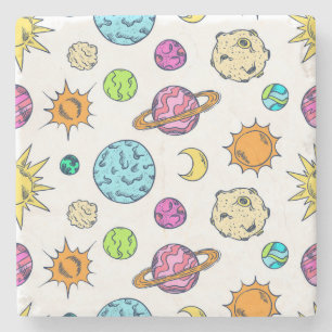 Porta-copo De Pedra Espaços Doodles Fundo Cósmico