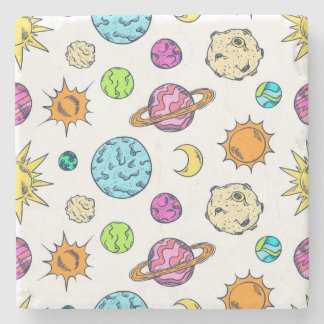 Porta-copo De Pedra Espaços Doodles Fundo Cósmico
