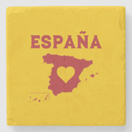 Porta-copo De Pedra Espanha Mapa España Amarelo Vermelho