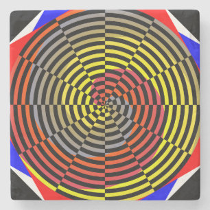 Porta-copo De Pedra Espiral Azul Amarelo Vermelho por Kenneth Yoncich
