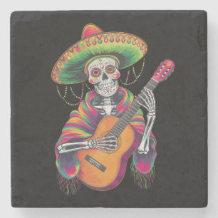 Porta-copo De Pedra Esqueleto Crânio Guitarra De Festa Cinco De Mayo