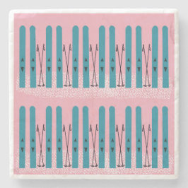 Porta-copo De Pedra Esquis azuis na porta copos rosa de pedra