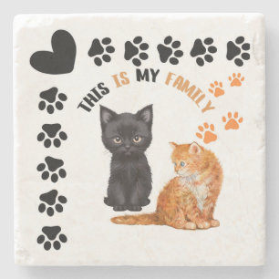 Porta-copo De Pedra Esta É Minha Família Gatos