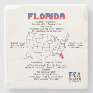 Porta-copo De Pedra Estado americano de Florida em um mapa e em uma