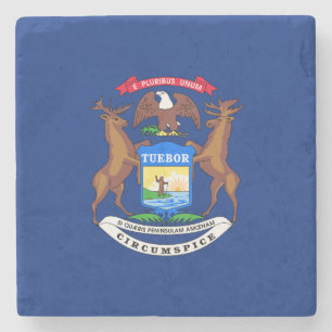 Porta-copo De Pedra Estado da bandeira de Michigan