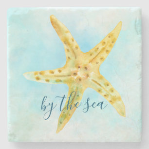 Porta-copo De Pedra Estaleiro Amarelo Costeiro Aqua Watercolor