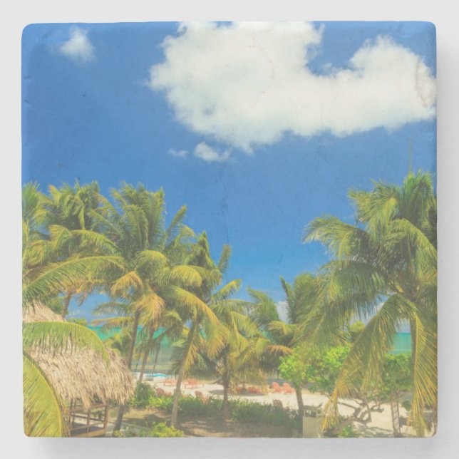 Porta-copo De Pedra estância tropical de praia, Belize (Frente)