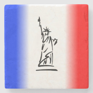 Porta-copo De Pedra Estátua da Liberdade Faixa Vermelha Branca Azul