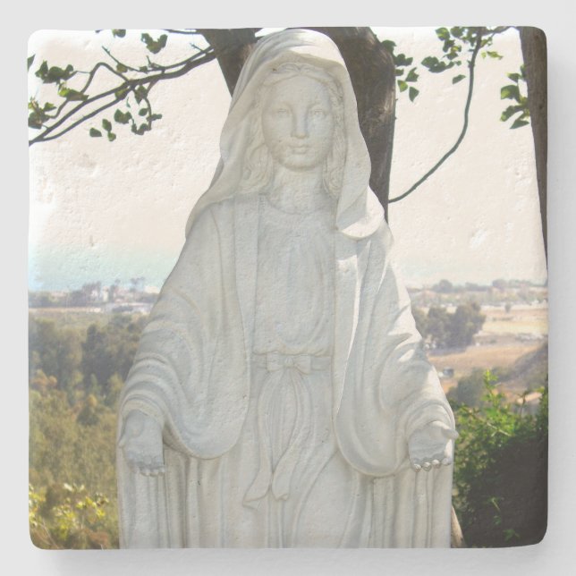 Porta-copo De Pedra Estátua da Virgem Maria (Frente)