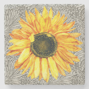 Porta-copo De Pedra Estilo de Vintagem Flor Sunflower Cinza Amarelo