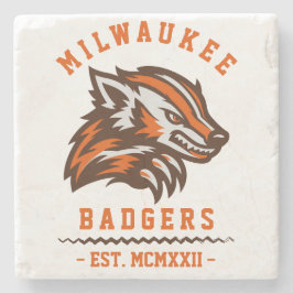Porta-copo De Pedra Estilo Vintage Moderno Milwaukee Badgers
