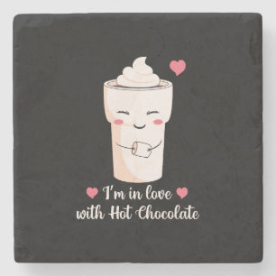Porta-copo De Pedra Estou apaixonado por chocolate quente