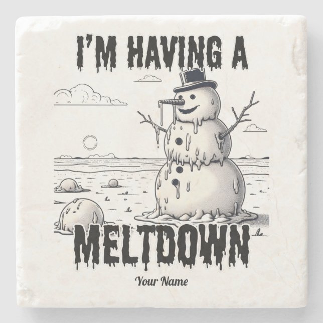 Porta-copo De Pedra Estou tendo uma fusão, Snowman (Frente)