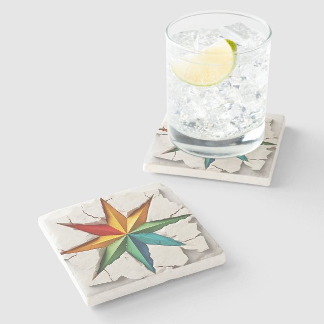Porta-copo De Pedra Estrela Colorida Guiante (Lateral)