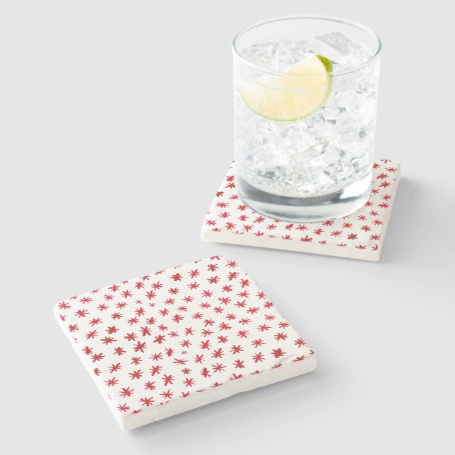 Porta-copo De Pedra Estrelas aquarelas - vermelho (Lateral)