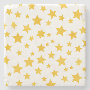 Porta-copo De Pedra estrelas douradas em fundo branco