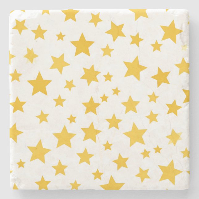 Porta-copo De Pedra estrelas douradas em fundo branco (Frente)