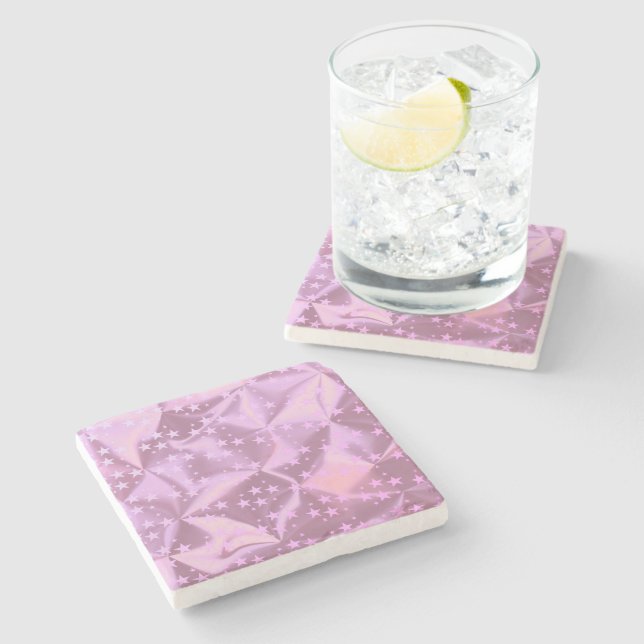 Porta-copo De Pedra Estrelas Rosa Esmagadas Fortemente Metais (Lateral)