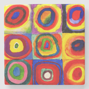 Porta-copo De Pedra Estudo de cor de Kandinsky Quadrados Círculos Arte