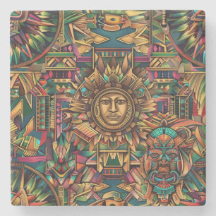 Porta-copo De Pedra Eterno azul "Emblema histórico vibrante" mármore C