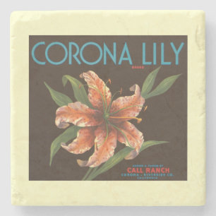 Porta-copo De Pedra Etiqueta de Taxa de Fruta Vintage Corona Lily Cali