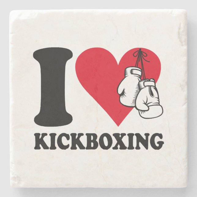 Porta-copo De Pedra Eu adoro o kickboxe (Frente)