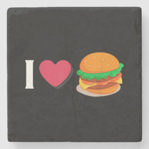 Porta-copo De Pedra Eu Amo Hambúrguer Cheeseburger Alimentação Não Sau