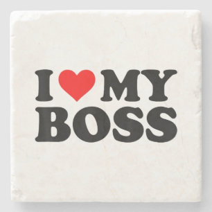 Porta-copo De Pedra Eu Amo Meu Chefe Engraçado Coração Vermelho Chefe 