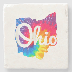 Porta-copo De Pedra Eu Amo Meu Lar Ohio Script Tie Dye Ohio