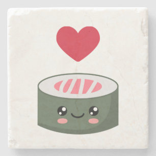 Porta-copo De Pedra Eu amo Sushi