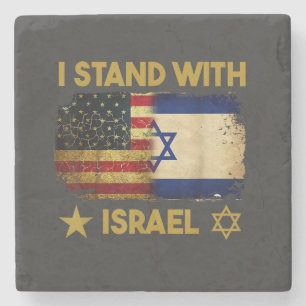 Porta-copo De Pedra Eu Apoio Israel Bandeira da América
