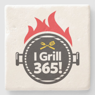 Porta-copo De Pedra Eu grelho 365!
