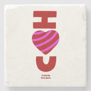 Porta-copo De Pedra Eu Te Amo Porta copos Pedra