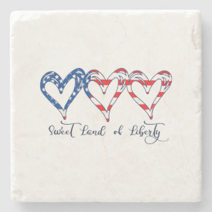 Porta-copo De Pedra EUA Flag Patriotic Hearts 4 de julho Sweet Land o
