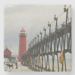 Porta-copo De Pedra EUA, Michigan, Costa do Lago Michigan, Grand Haven