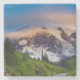 Porta-copo De Pedra EUA, Washington, Mt. Rainier. Sol da manhã