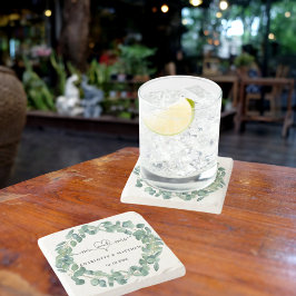 Porta-copo De Pedra Eucalyptus wreath de casamento srs salvar a data