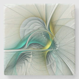Porta-copo De Pedra Evolução Fractal, Arte Abstrata Turquesa Dourada