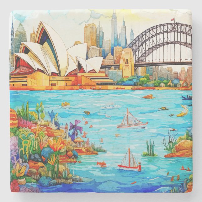 Porta-copo De Pedra Explorar a Beleza da Austrália #17 (Frente)