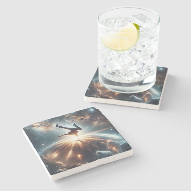 Porta-copo De Pedra Explosão Galáctica de Breakdance em Espaços Profun (Lateral)