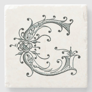 Porta-copo De Pedra ` Extravagante G do monograma do vintage'