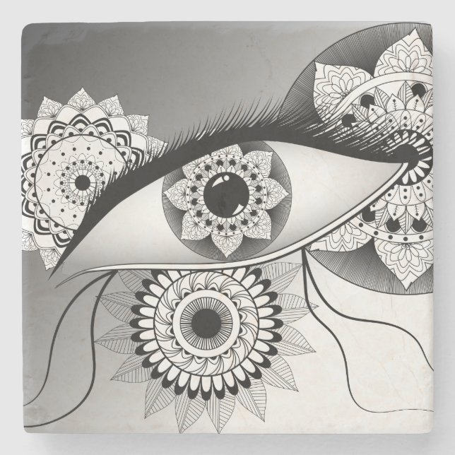Porta-copo De Pedra Eye Mandala (Frente)