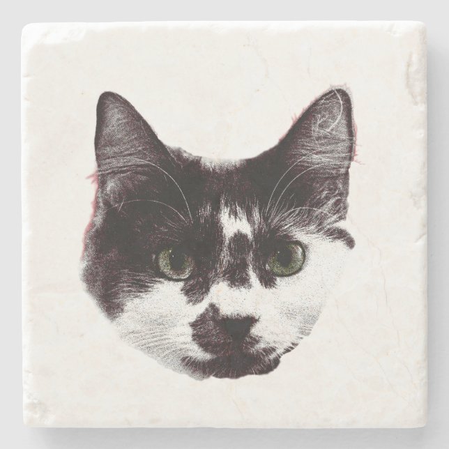 Porta-copo De Pedra Eyes on Your Drink | Cat Face (Frente)