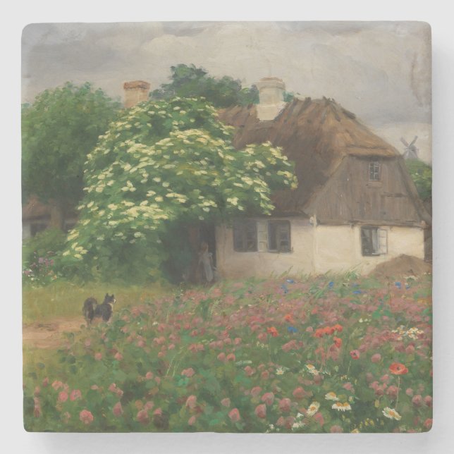 Porta-copo De Pedra Fábrica com Flores-Prados (Frente)