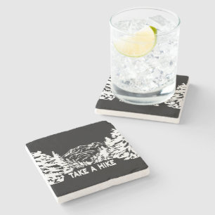 Porta-copo De Pedra Faça uma citação de Hike, paisagem monocromática d