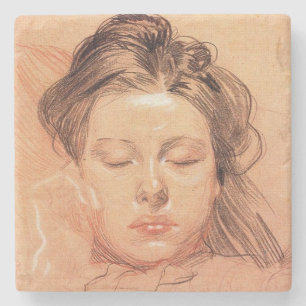 Porta-copo De Pedra Face de uma mulher que dorme (por Frantisek Kupka)