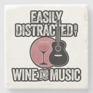 Porta-copo De Pedra Facilmente Distraído por Vinho e Música