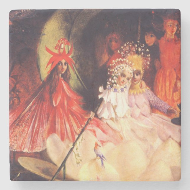 Porta-copo De Pedra Fadas de Verão (Frente)